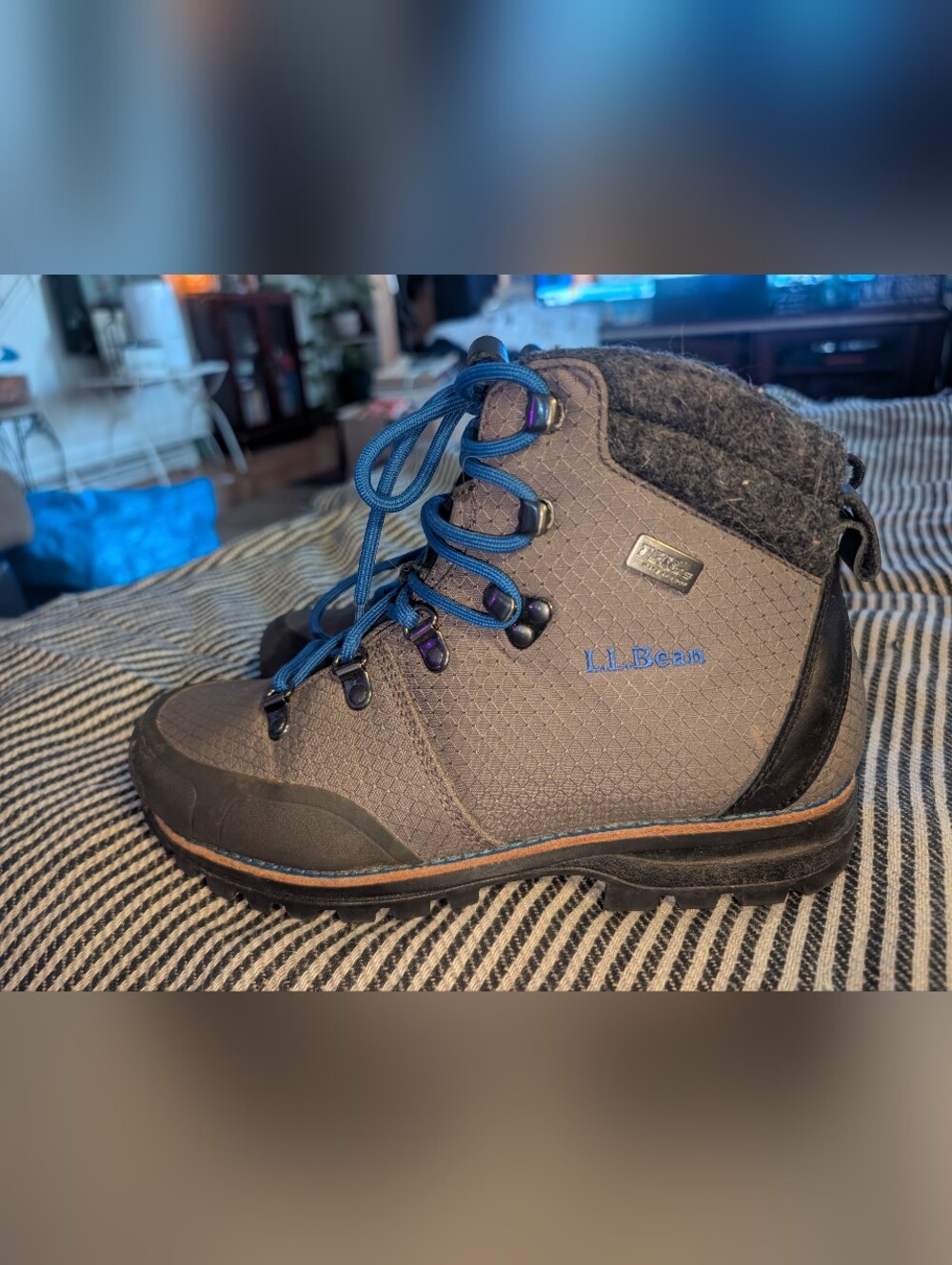 L L Bean Knife Edge Women's Gray Nylon Waterproof Vibram Sole Hiking Boots Sz 8 - Picture 2 of 16